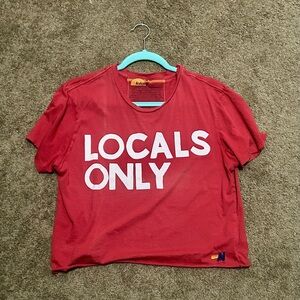Aviator nationRed 'Locals Only' T-Shirt crop